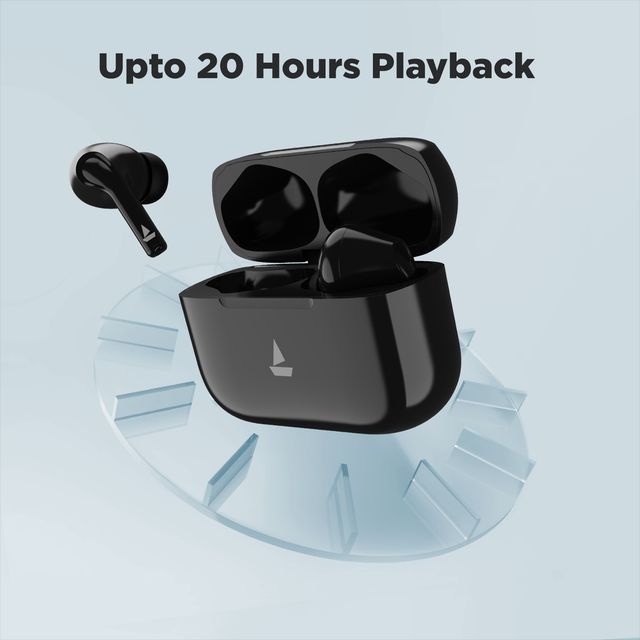 boAt Airdopes 163 wireless earbuds in black with charging case offering up to 20 hours playback