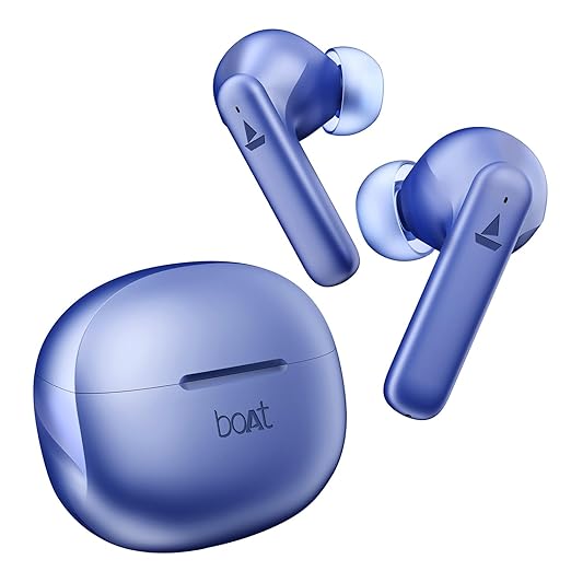 boAt Airdopes 170 wireless earbuds in blue with charging case for boat accessories