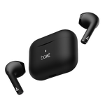 BoAt Airdopes Ace wireless earbuds in black with charging case floating on black background