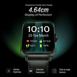 boAt Storm Infinity Smartwatch with 4.64cm display showing time, date, heart rate, calories, steps, and battery status