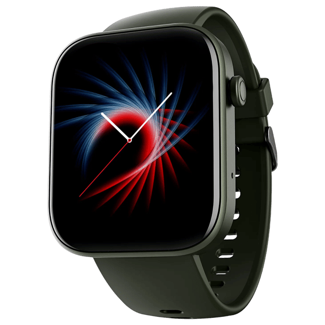 boAt Wave Astra 3 smartwatch with black square display and green silicone strap