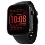 boAt Wave Astra smartwatch in black showing time steps and heart rate on display