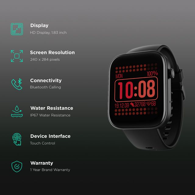 boAt Wave Astra smartwatch with 1.83 inch HD display, Bluetooth calling, and IP67 water resistance