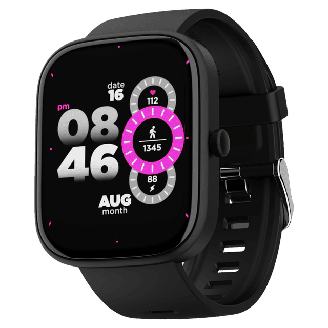boAt Wave Convex smartwatch in black with fitness tracking and digital time display
