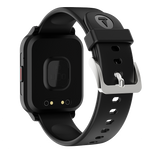 boAt Wave Magma smartwatch in black showing back sensor and adjustable black strap