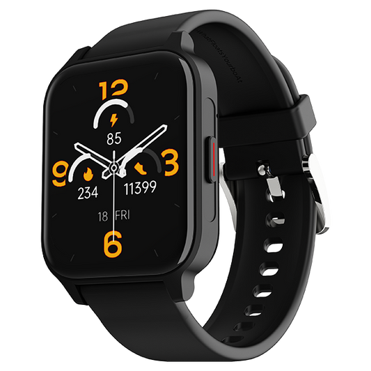 boAt Wave Magma smartwatch with black strap and digital fitness display for tracking activity