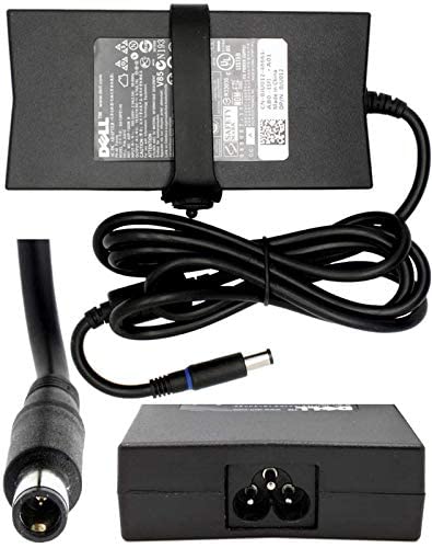 Dell 130W power adapter black rectangular charger with power cord and plug connector