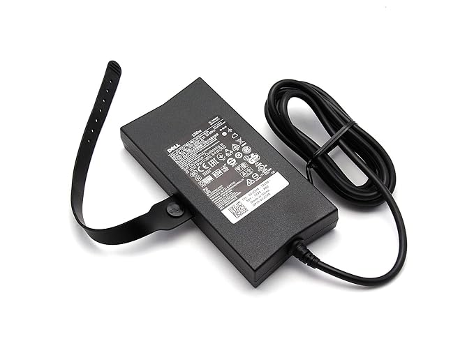 Dell 130W power adapter black rectangular charger with attached power cord
