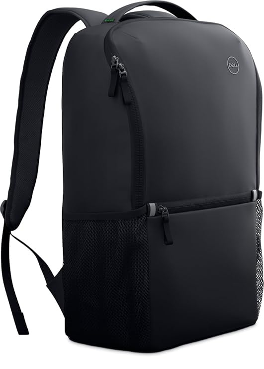 Black Dell backpack for 14 to 16 inch laptop with multiple compartments and padded straps