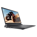 Dell i7-13650HX gaming laptop open at angle showing screen with offroad racing game and backlit keyboard