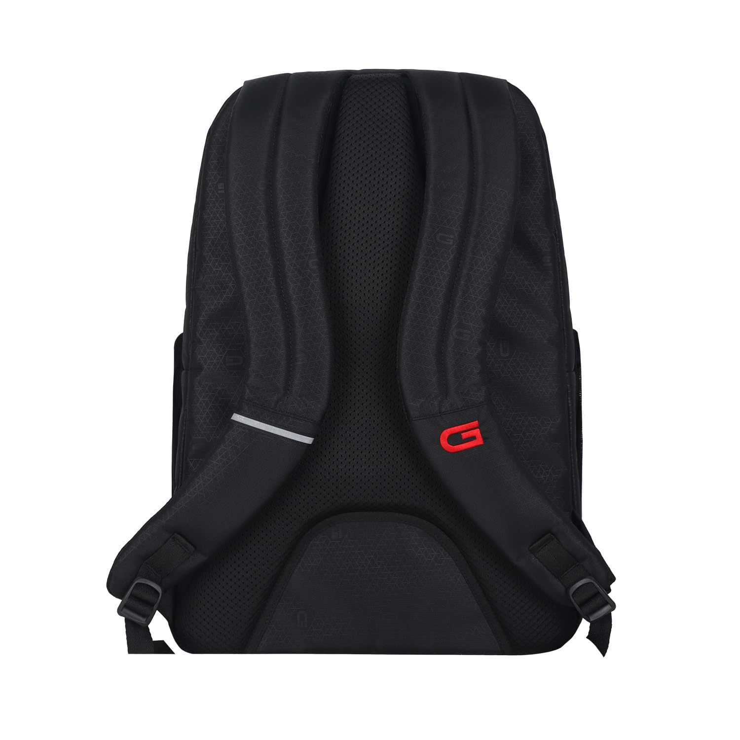 Back view of Dell G Series 17 inch laptop backpack showing padded shoulder straps and back panel