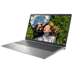 Dell Inspiron 15 3530 laptop with slim silver design displaying a photo of two women lying on grass