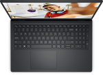 Top view of Dell Inspiron 3520 laptop keyboard and screen showing a man taking a selfie