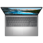 Top view of open Dell Inspiron 3530 laptop with silver chassis full keyboard numeric keypad and large touchpad