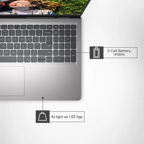 Dell Inspiron i5 3530 Silver Laptop keyboard and touchpad with 3-cell 41WHr battery and 1.63 kg weight