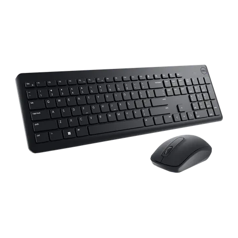 Dell KM3322W wireless black keyboard and mouse combo with full-size layout and ergonomic design