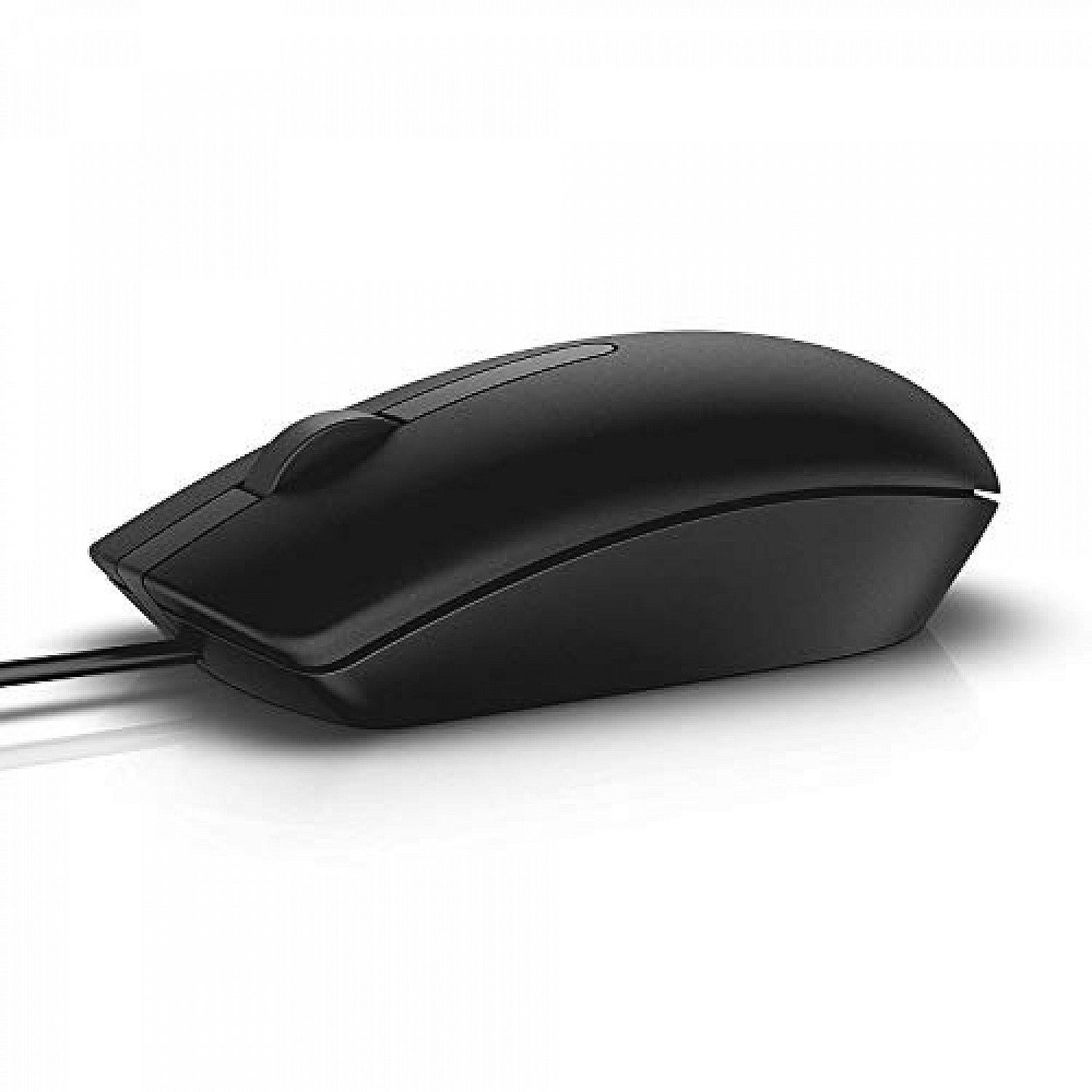 Black Dell MS116 optical mouse with wired connectivity and ergonomic design for comfortable use
