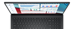 Top view of Dell Vostro 3520 laptop keyboard and screen displaying colorful charts and graphs