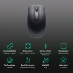 Dell WM118 Wireless black computer mouse with ambidextrous design and Bluetooth connectivity