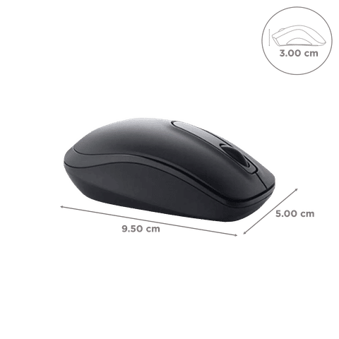 Dell WM118 Wireless black ergonomic mouse with scroll wheel and compact design