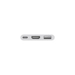 Apple digital AV multiport adapter with USB-C, HDMI, and USB-A ports in white