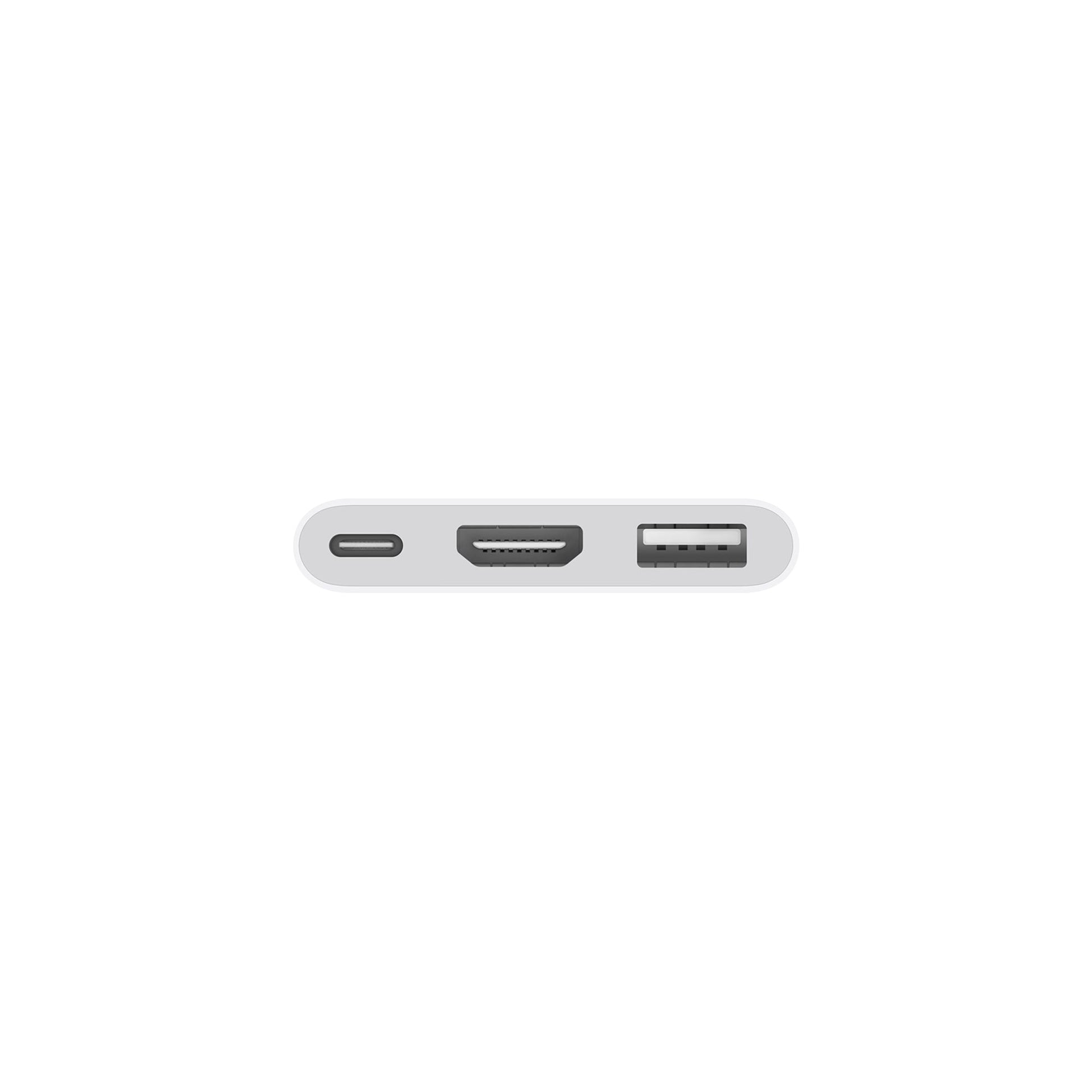 Apple digital AV multiport adapter with USB-C, HDMI, and USB-A ports in white