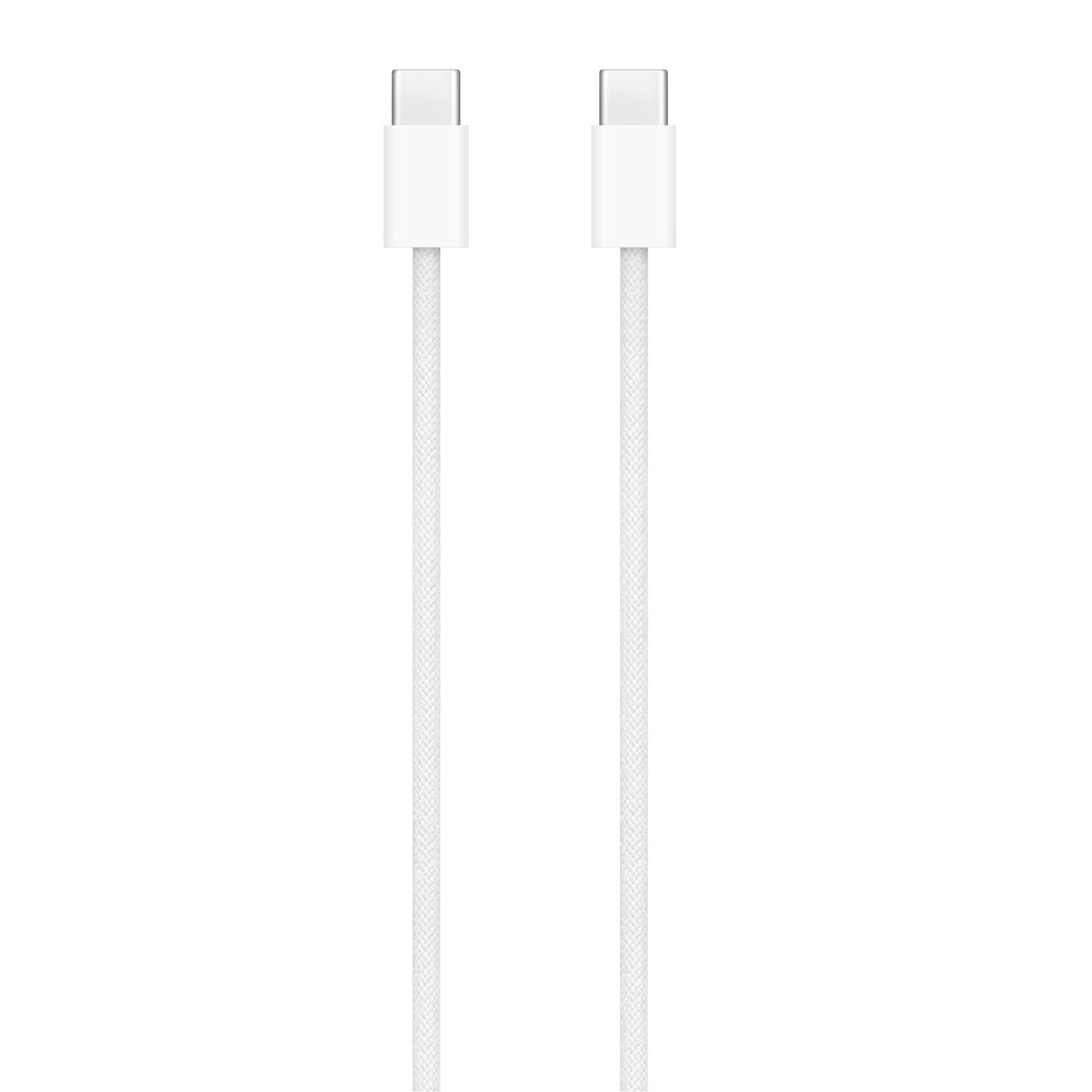 Apple 60W USB-C charging cable with white braided design and USB-C connectors on both ends