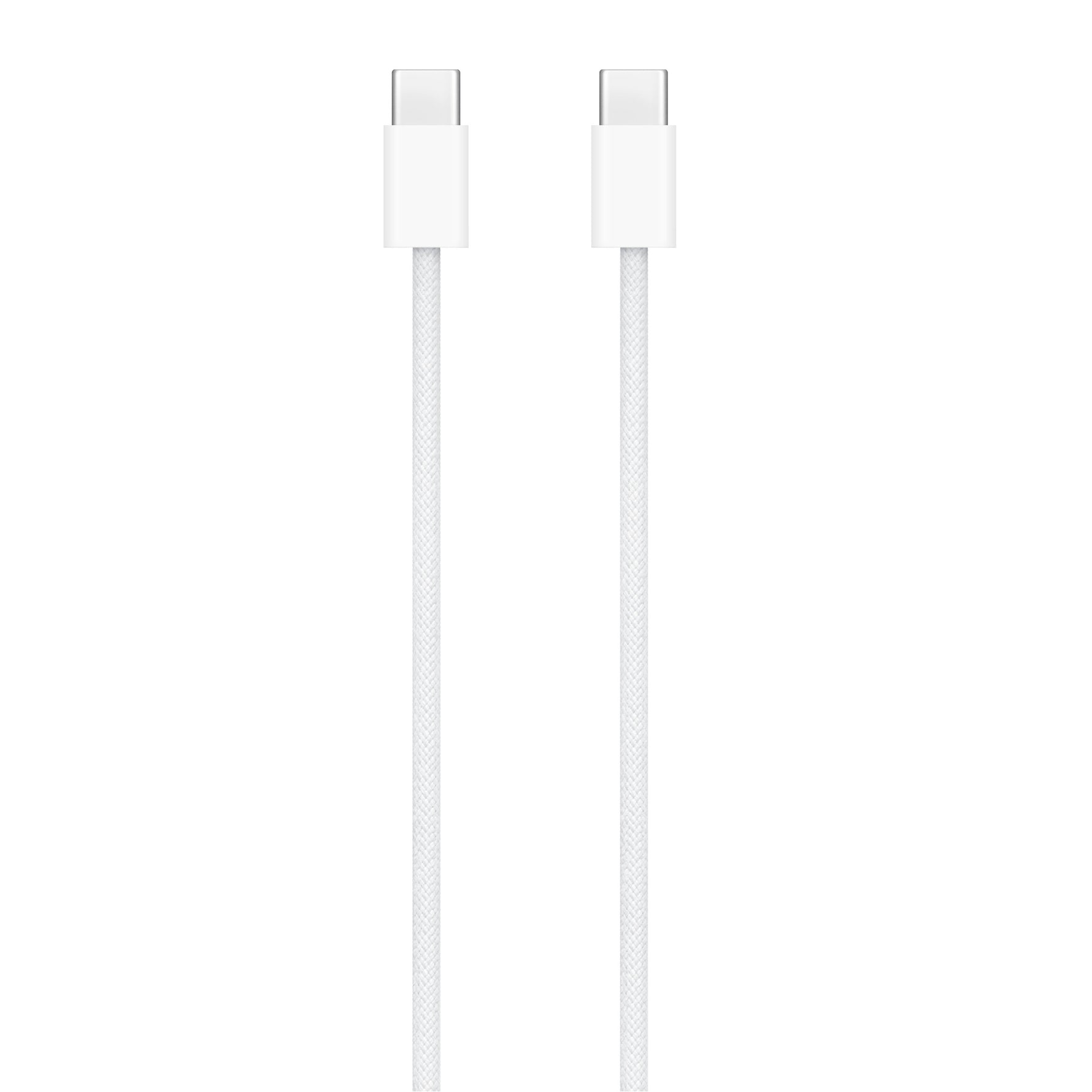 Apple 60W USB-C charging cable with white braided design and USB-C connectors on both ends
