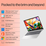 HP 15-fd0467TU laptop with 13th Gen Intel i5 processor, 8GB RAM, 512GB SSD, and Windows 11