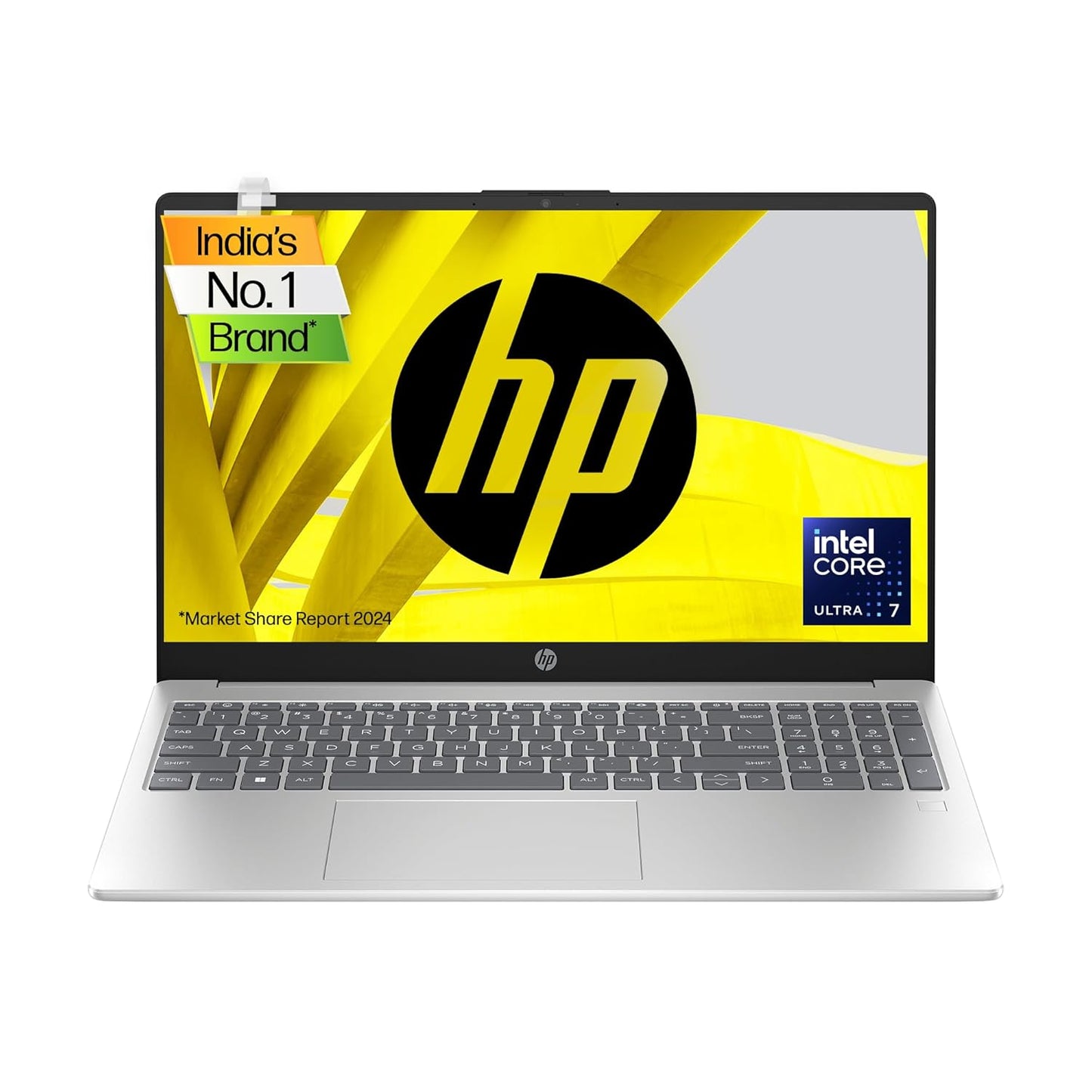 HP 15-fd1100TU laptop with Intel Core i7 processor silver keyboard and slim bezel display