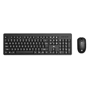 HP KM200 wireless combo black keyboard and mouse set with full-size layout and compact mouse