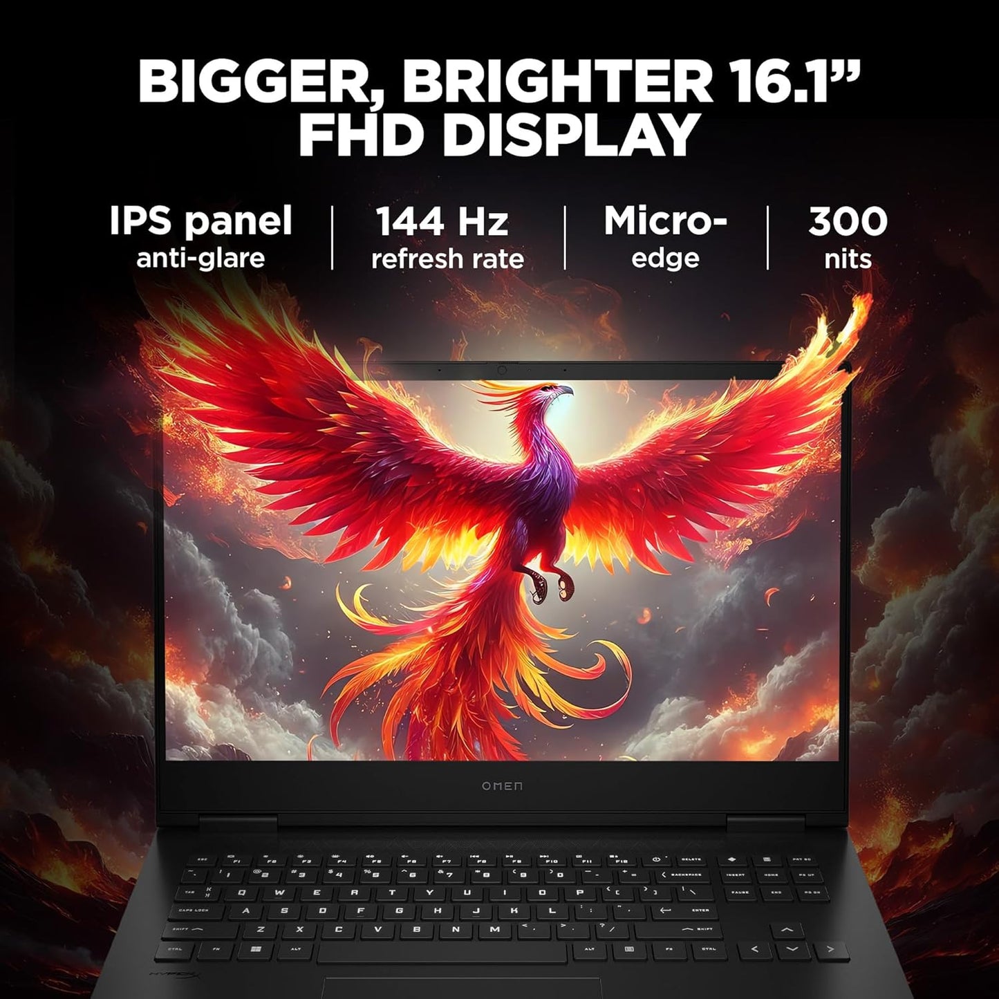 HP Omen 16 gaming laptop with 16.1 inch FHD IPS anti-glare display and 144 Hz refresh rate