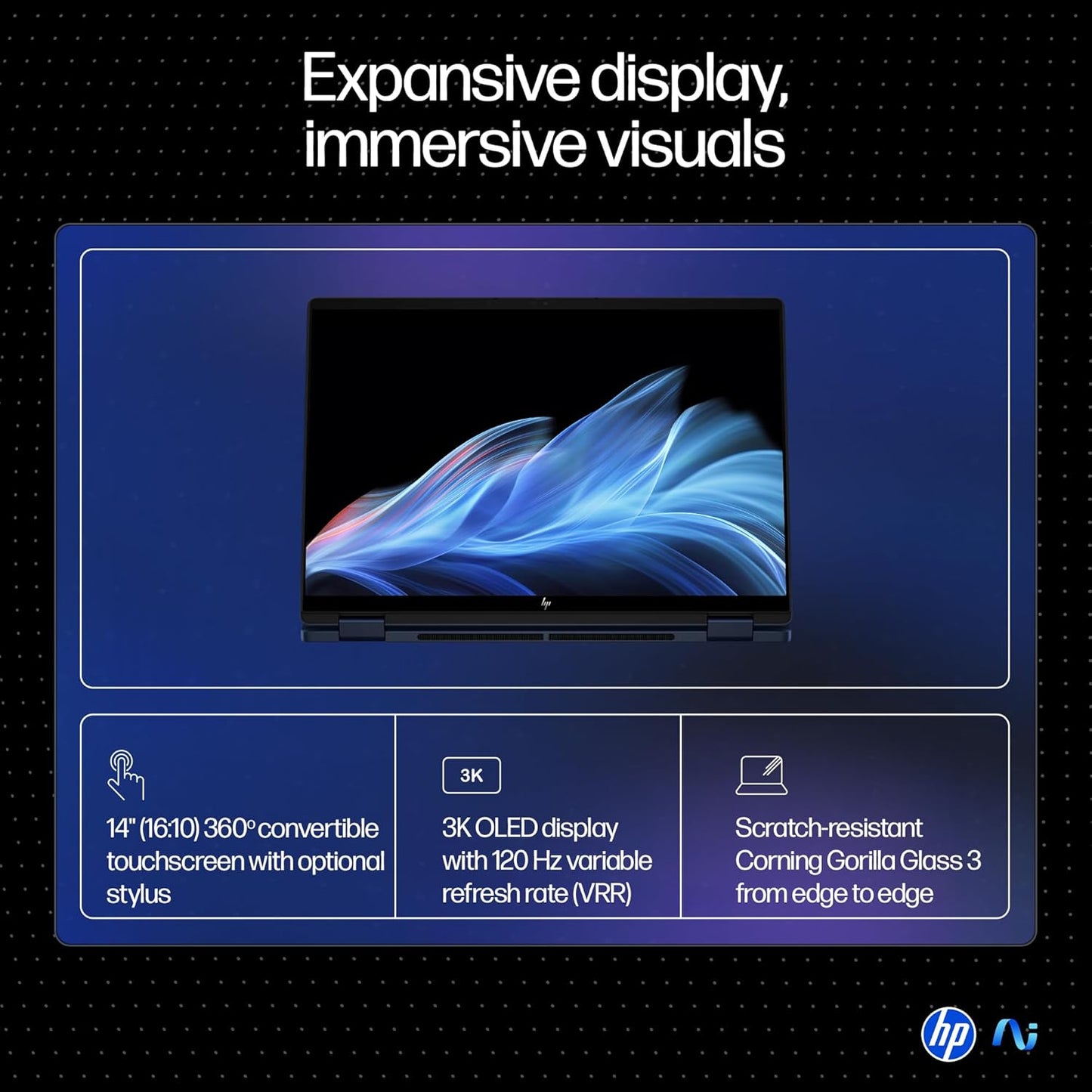 HP Omnibook X Flip 14 laptop with 14-inch 360-degree convertible touchscreen and 3K OLED display