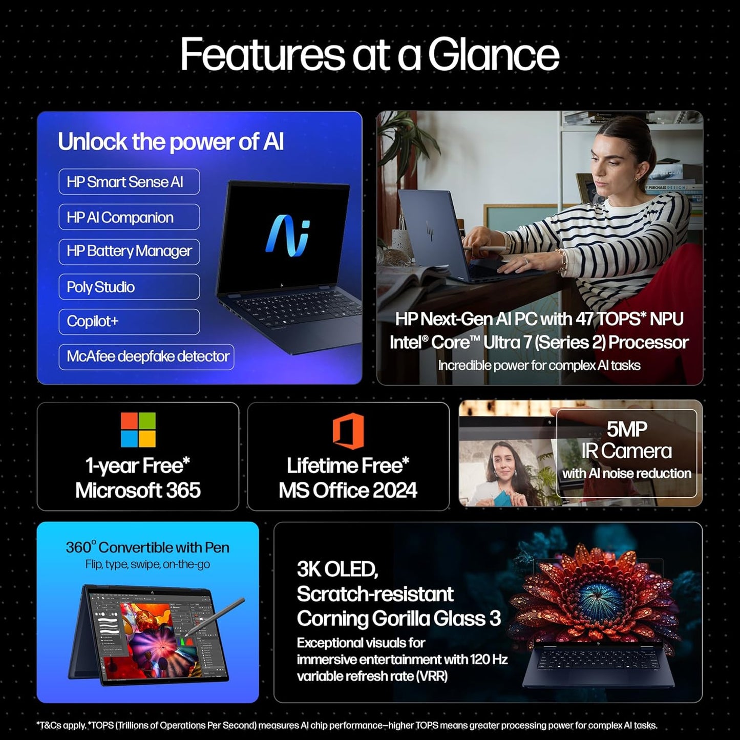 HP Omnibook X Flip 14 laptop with AI features 3K OLED display 5MP IR camera Microsoft 365 included