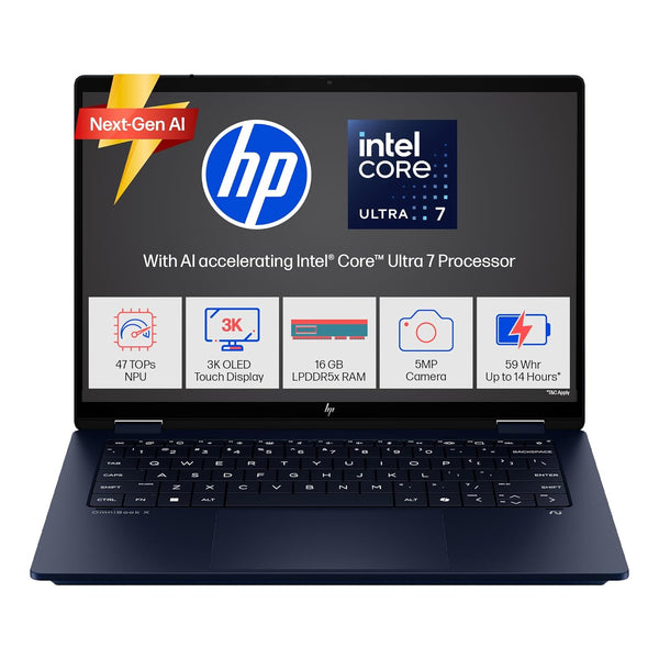 HP Omnibook X Flip 14 laptop with 3K OLED touch display and Intel Core Ultra 7 processor