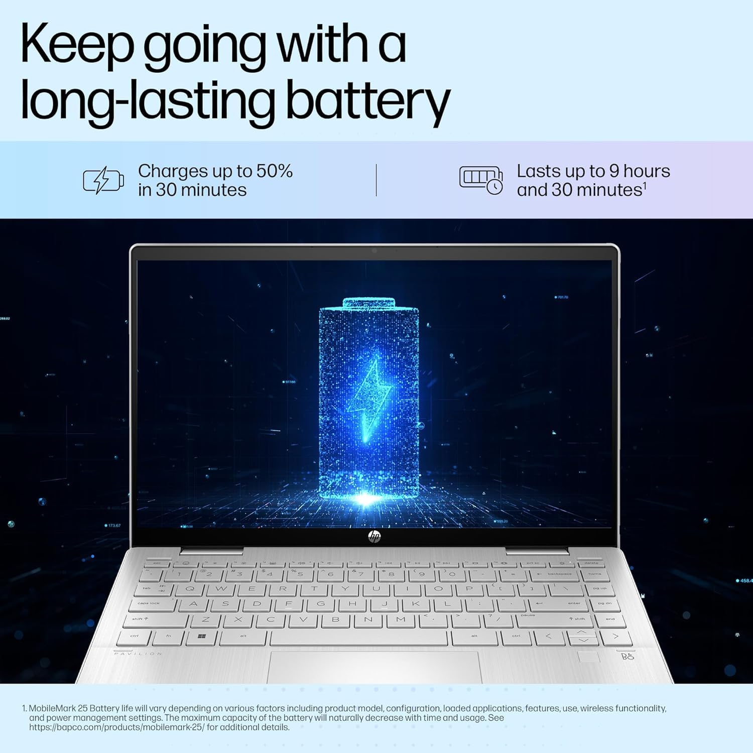HP Pavilion x360 14 i5 13th Gen laptop with long-lasting battery and fast charging feature