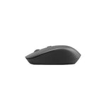Side view of sleek black HP S1000 Plus wireless mouse with ergonomic design