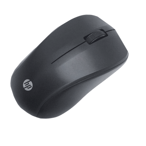 HP S500 wireless mouse in black with ergonomic design and scroll wheel for smooth navigation