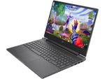 HP Victus Gaming Laptop i5 black with colorful fantasy game displayed on screen and full keyboard