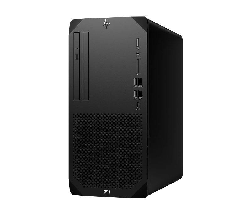 HP Z1 G9 Tower Desktop black workstation with front USB ports and optical drive slots