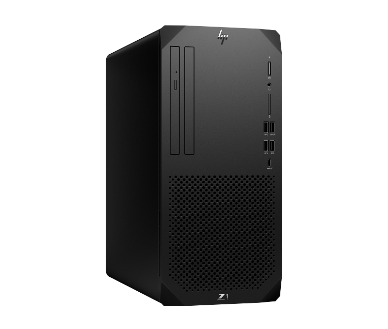 HP Z1 G9 Tower Desktop in black with front USB ports and optical drive slots visible