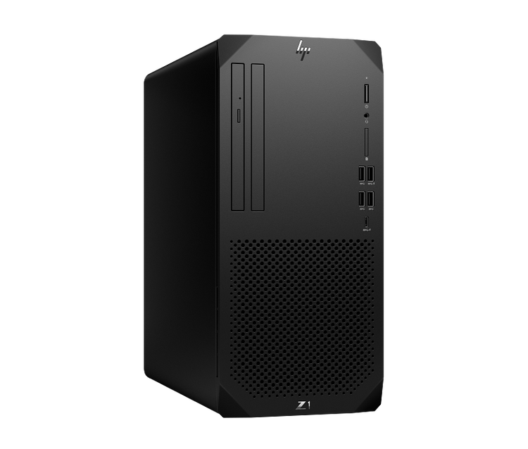 HP Z1 G9 Tower Desktop in black with front USB ports and optical drive slots visible
