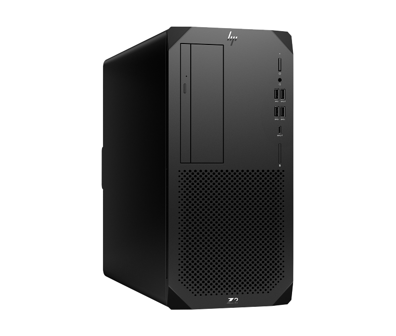 HP Z2 G9 Tower Desktop in black with front USB ports and optical drive slot