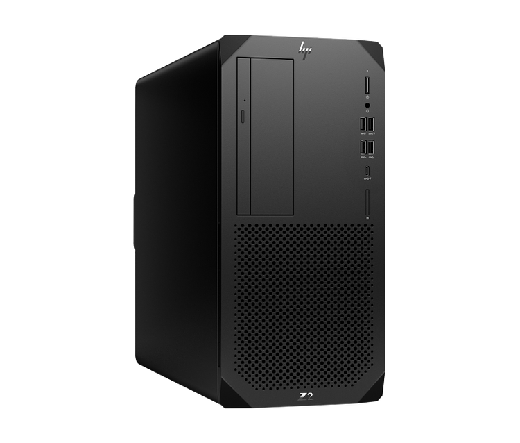 HP Z2 G9 Tower Desktop in black with front USB ports and optical drive slot