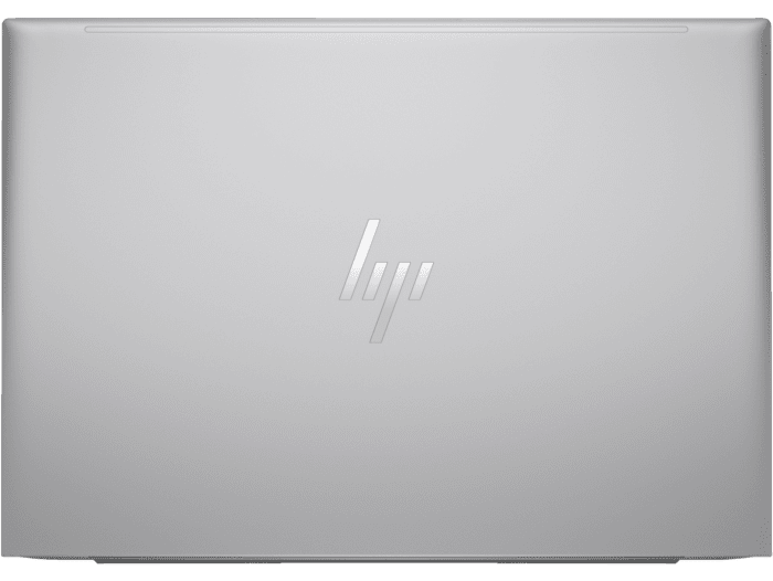 Closed silver HP ZBook Firefly 16 G11 laptop showing metallic HP logo on the top cover