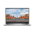 Dell Inspiron 3530 silver laptop open front view showing thin bezels and full keyboard with city wallpaper