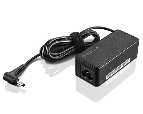 Lenovo 45W AC adapter black rectangular charger with attached power cord and angled plug