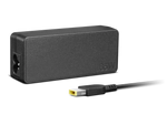 Lenovo 65W Slim Adapter black rectangular power adapter with yellow tip connector on black background