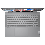 Top view of open Lenovo Ideapad 5 2-in-1 laptop showing keyboard and screen hinge in gray color
