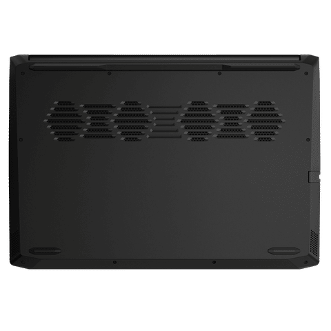 Bottom view of Lenovo Ideapad Gaming 3 laptop showing ventilation grills and cooling vents